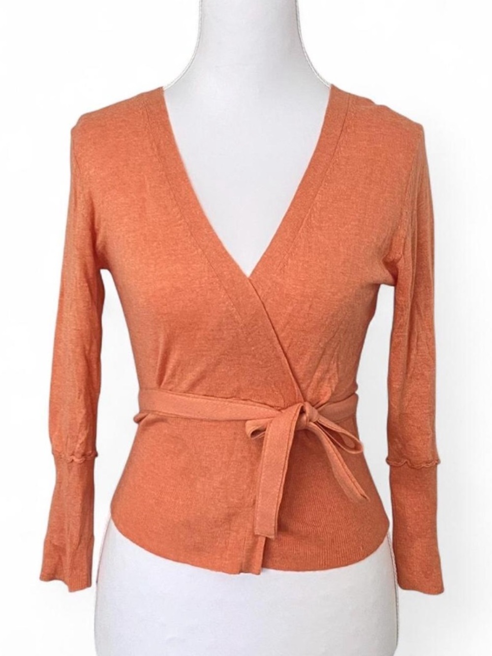 Women's Wrap Top in Coral Orange